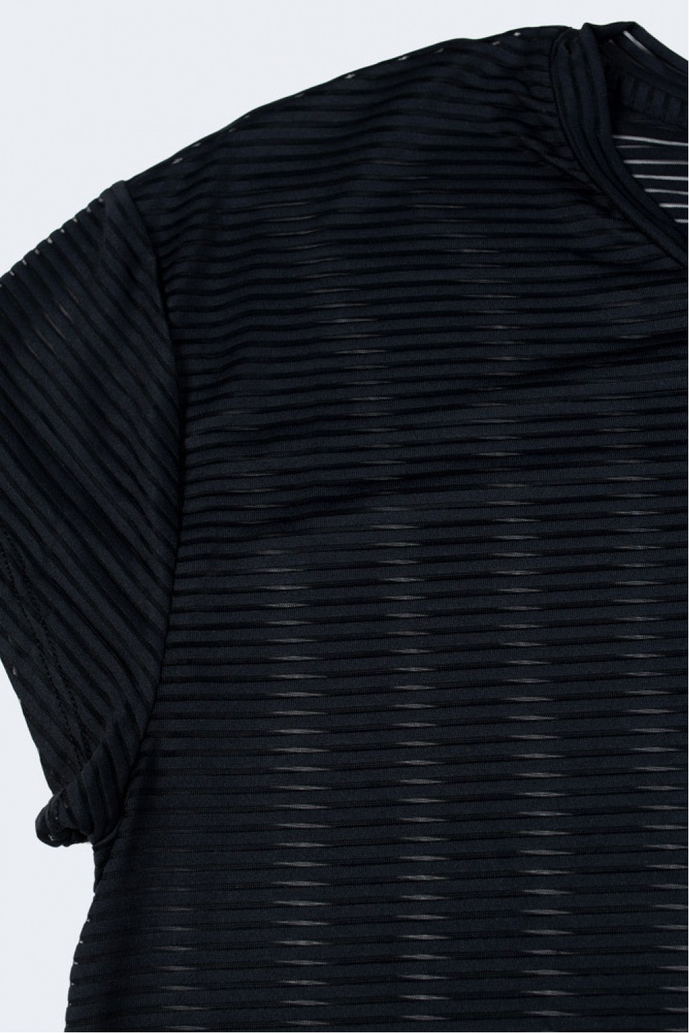 Sheer Striped Mesh Paneled Back Tee no