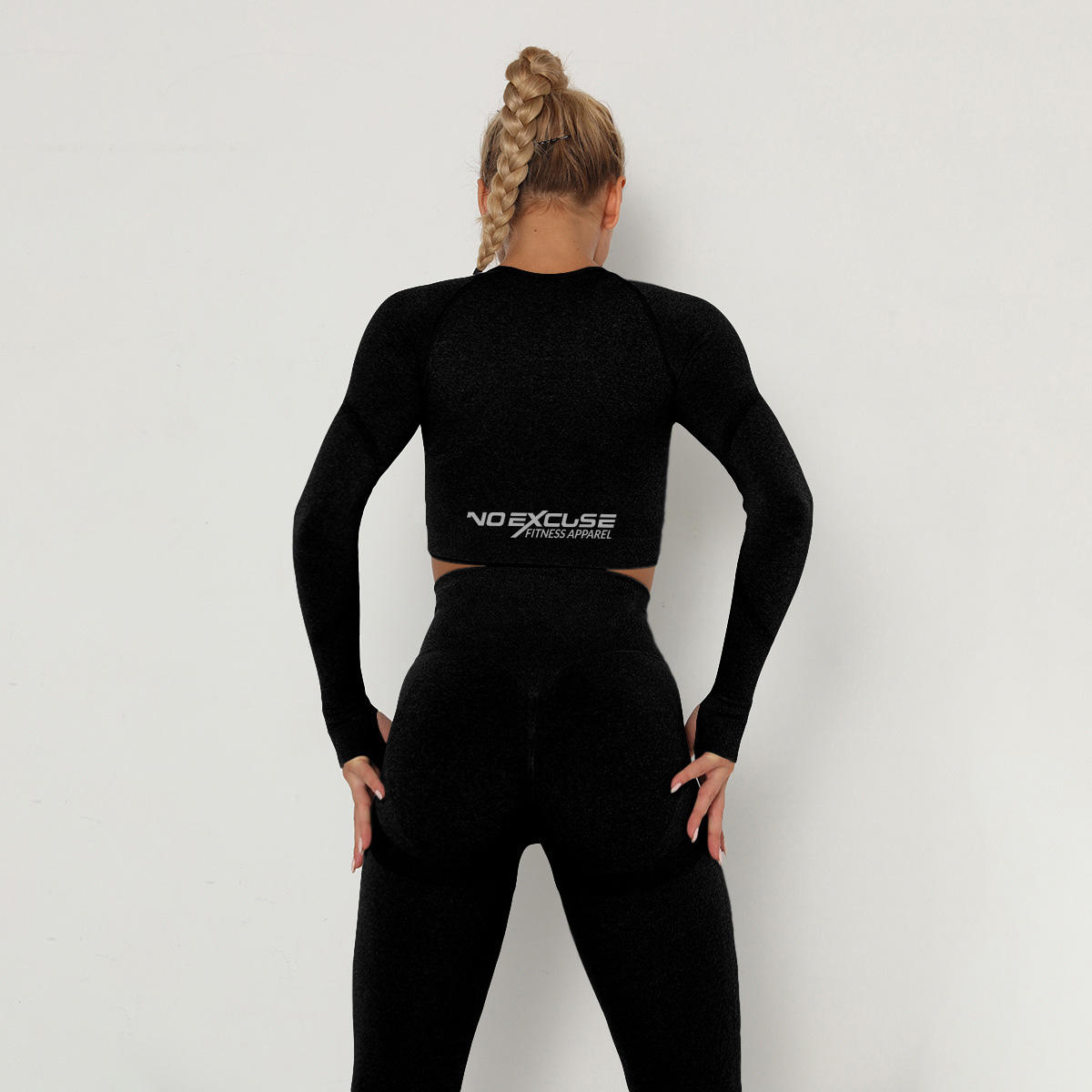NO EXCUSE FITNESS APPAREL SEAMLESS LONG SLEEVE CROP TOP