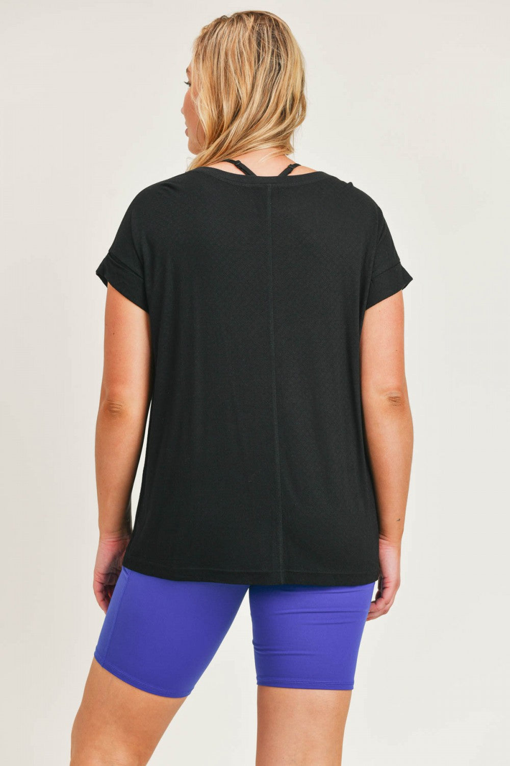 Plus- Rhombus Textured Longline Athleisure Tee