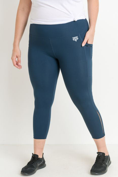 Women's Plus- Side Mesh Slit Detail Full Leggings