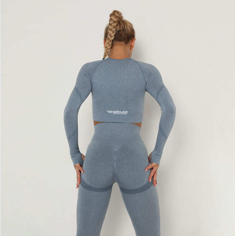 NO EXCUSE FITNESS APPAREL SEAMLESS LONG SLEEVE CROP TOP