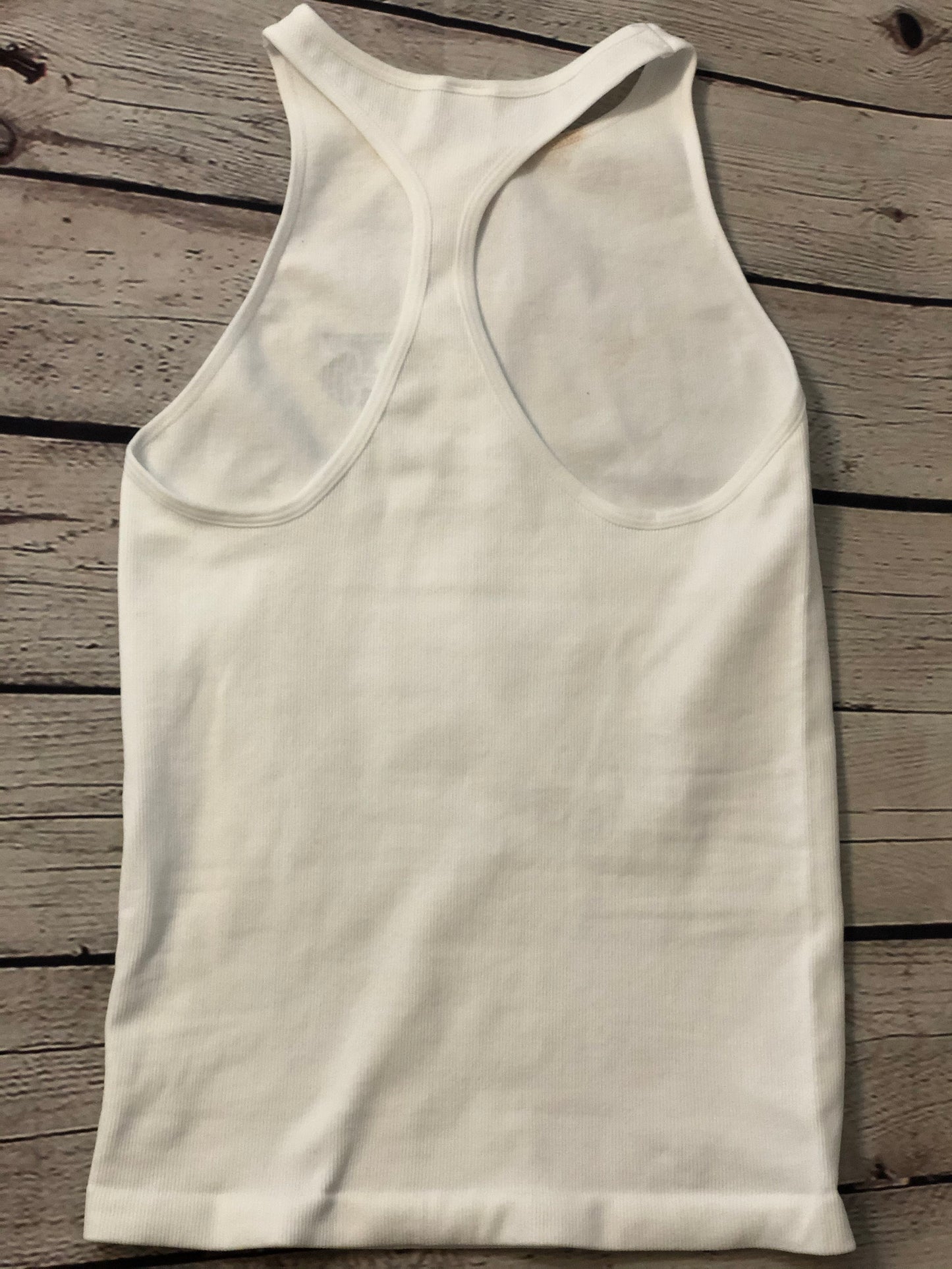 Women's White Ribbed Racerback Tank