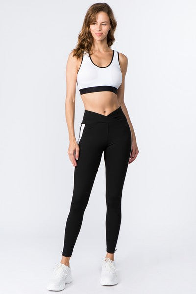 Women's Active V- Waistband Double Striped Workout Leggings