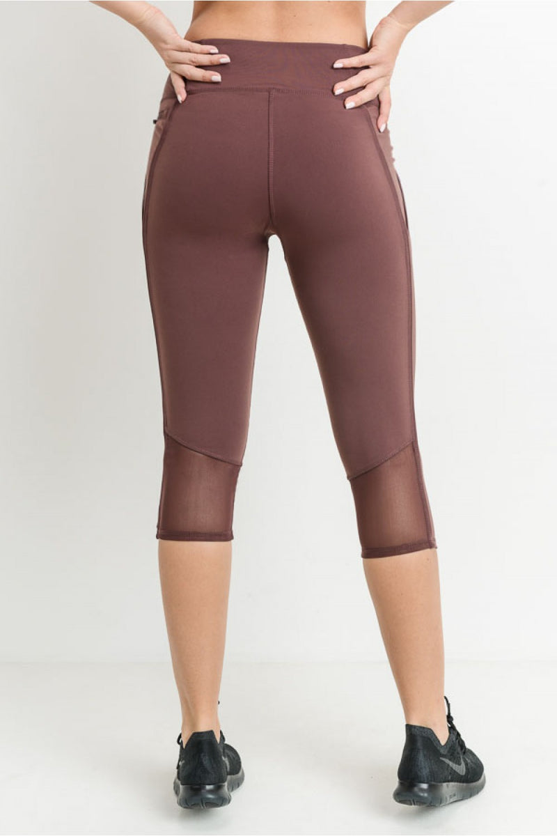 Mesh Capri Leggings with Zippered Pockets