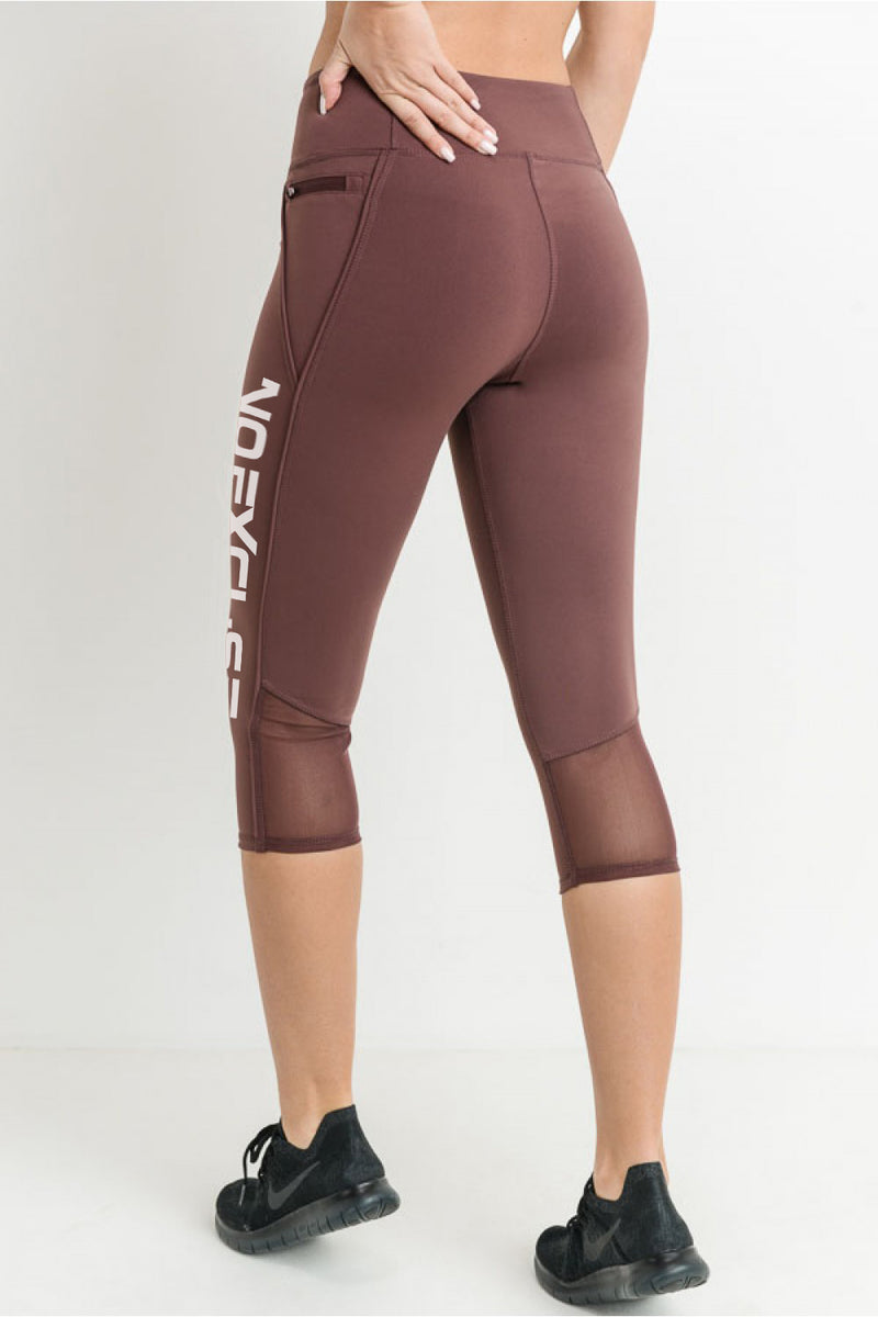 Mesh Capri Leggings with Zippered Pockets