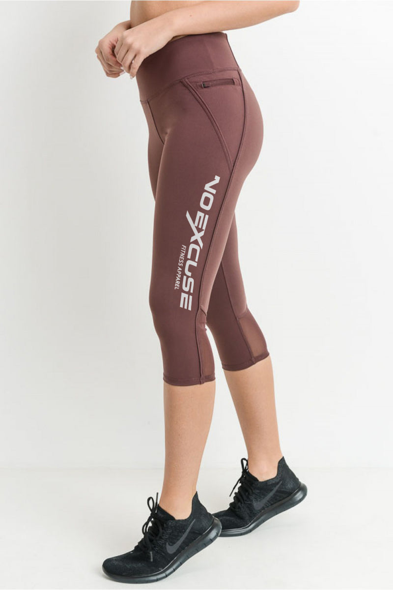 Mesh Capri Leggings with Zippered Pockets