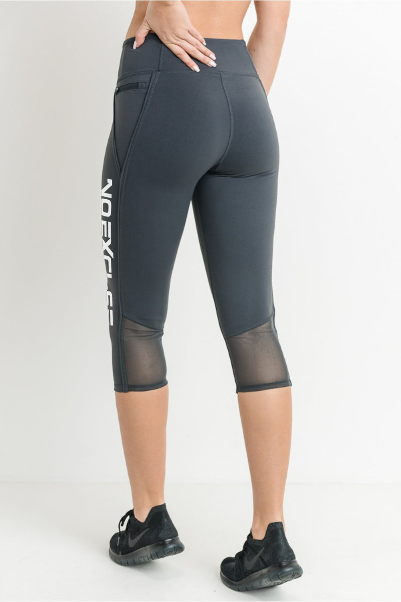 Mesh Capri Leggings with Zippered Pockets