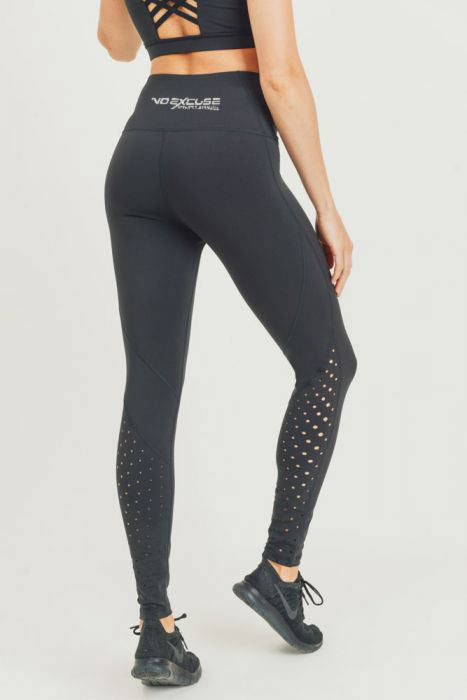 NO EXCUSE FITNESS APPAREL Green Perforated Highwaist Leggings