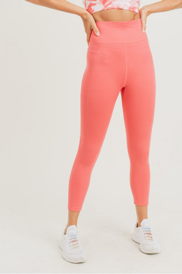 Ribbed Side Panel Seamless Highwaist Leggings
