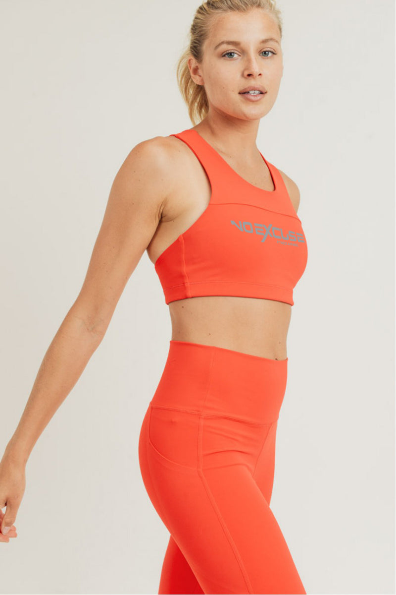 Split Front Overlay Back Adjustable Sports Bra