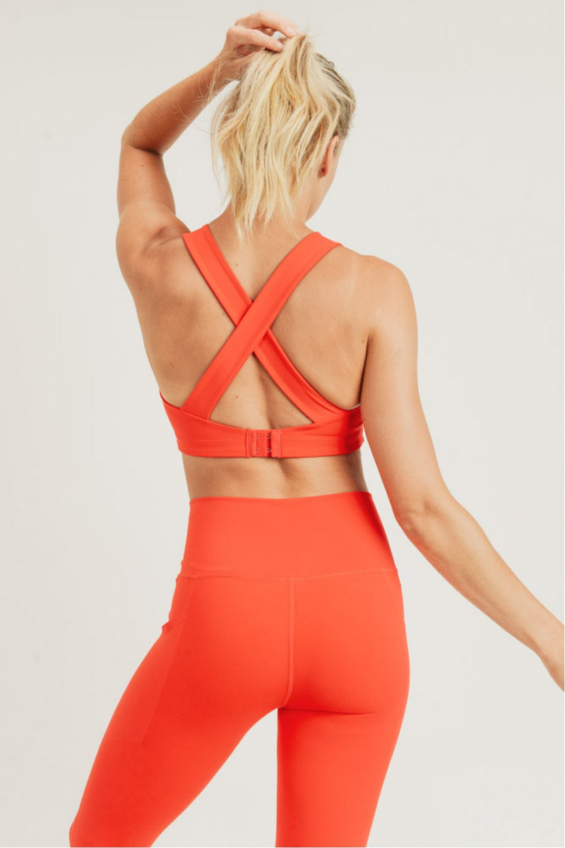 Split Front Overlay Back Adjustable Sports Bra