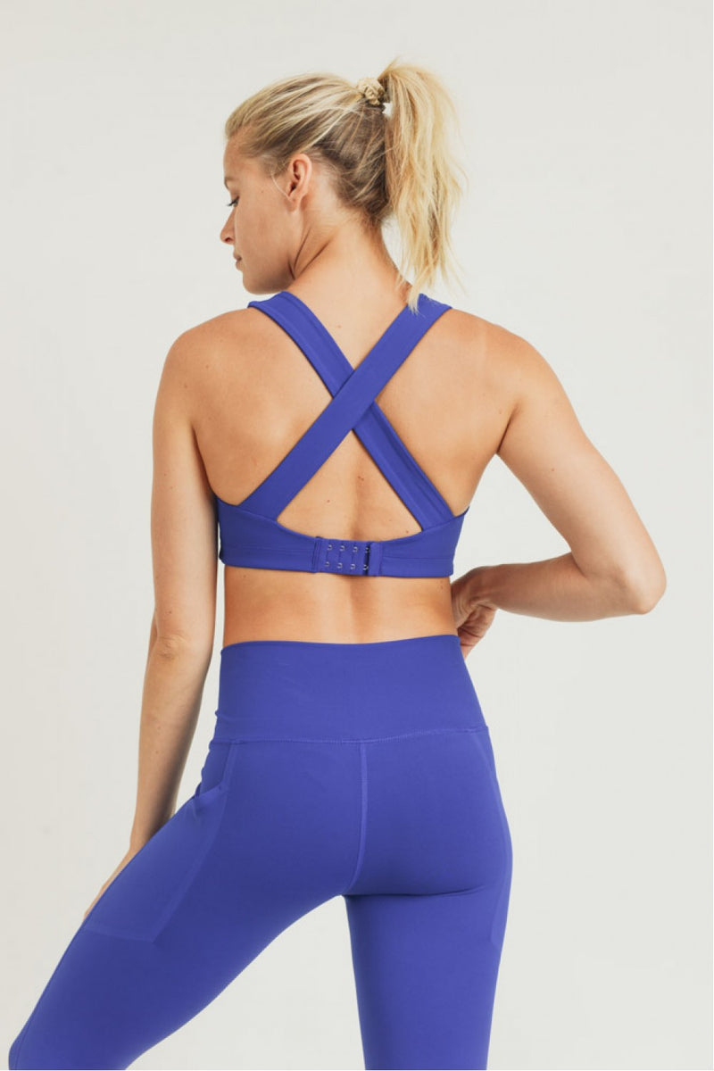 Split Front Overlay Back Adjustable Sports Bra