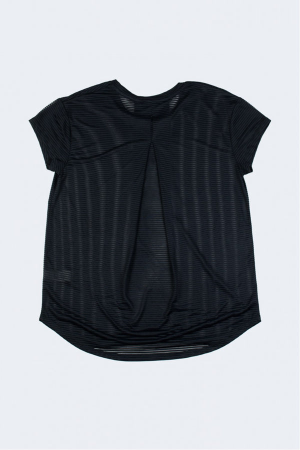 Sheer Striped Mesh Paneled Back Tee