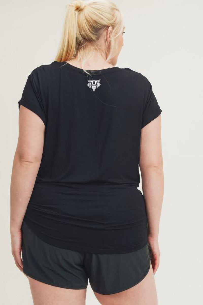 Women's Plus-  Round Neck Cap Sleeve Shirt