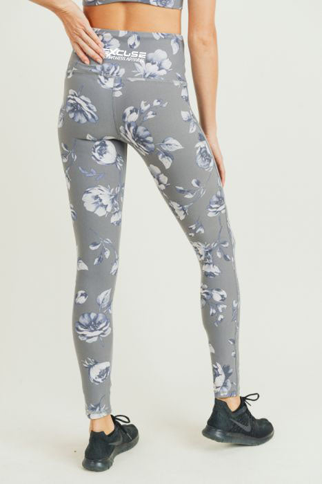 Grey Roses Highwaist Leggings