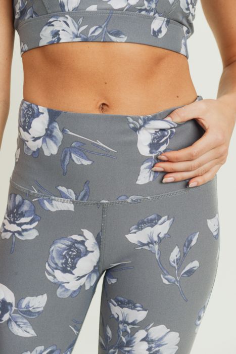 Grey Roses Highwaist Leggings