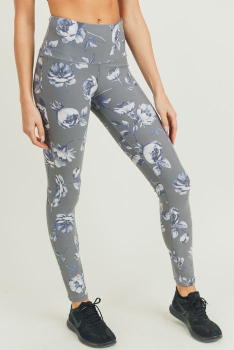 Grey Roses Highwaist Leggings