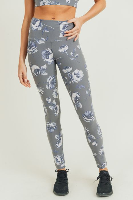 Grey Roses Highwaist Leggings