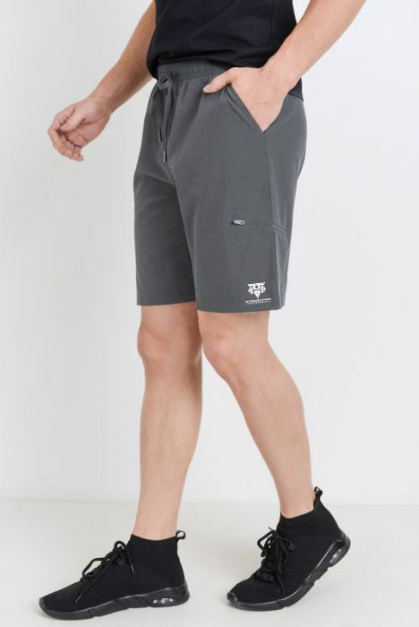 Men- Active drawstring shorts with zipper pouch