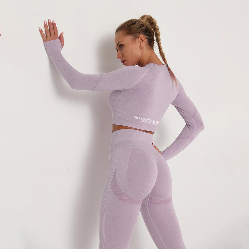 NO EXCUSE FITNESS APPAREL SEAMLESS LONG SLEEVE CROP TOP