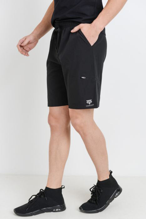 Men- Active drawstring shorts with zipper pouch