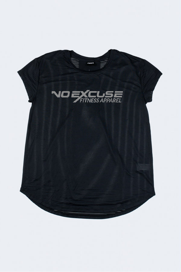 Sheer Striped Mesh Paneled Back Tee