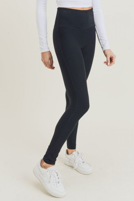 Textured Jacquard Lycra-Blend Highwaist Leggings