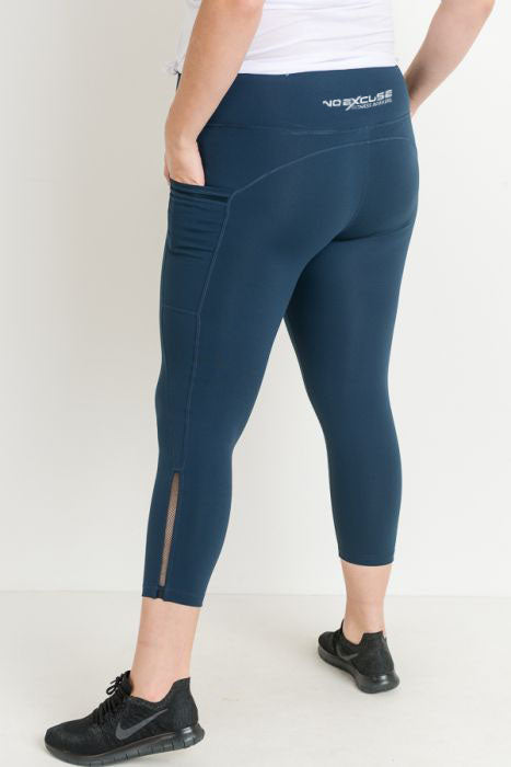 Women's Plus- Side Mesh Slit Detail Full Leggings