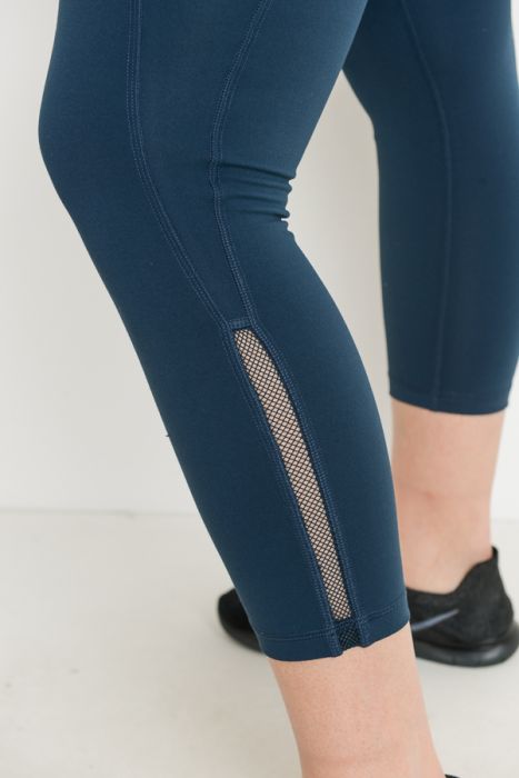 Women's Plus- Side Mesh Slit Detail Full Leggings