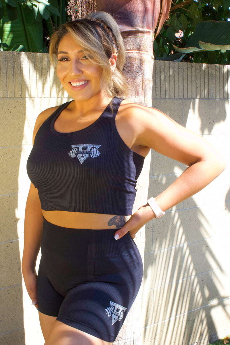 Ribbed & Smooth Highwaist Skinny Shorts